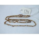 9ct neck chain with small pearls at intervals, 4.1g