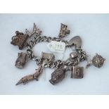 Large silver charm bracelet, 91g