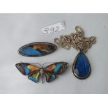 More enamel and silver mounted butterfly brooches/pendants