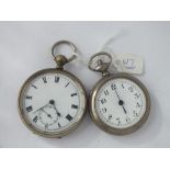 Metal cased stop watch and an open faced pocket watch