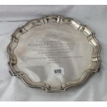 Georgian style salver with pie crust edge 10” dia. 540g