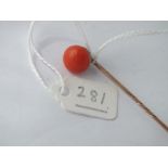 Gold coral top stick pin