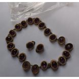 Antique pearl and purple stone necklace and earrings