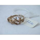 9ct bamboo effect ring, size Q, 2.1g