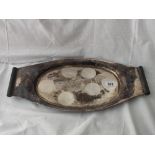 Oval tray with wooden mounted handles 17” long, 750g all in