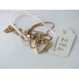 Small diamond mounted heart shaped pendant on 14ct chain, 1.8g