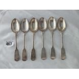 Set of 6 Victorian Fiddle pattern tea spoons 1888 by GMJ, 125g