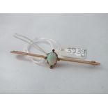 Opal mounted bar brooch in gold