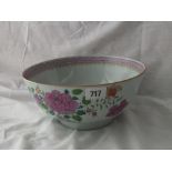Oriental bowl painted with flowers 9” dia.
