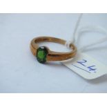 Single stone green coloured ring set in 9ct, size N, 2.2g