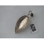 Good Georgian caddy spoon, leaf shaped – B’ham by J.W