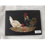 Marble mosaic of 2 chickens 4” x 6”