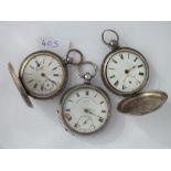 3 silver cased pocket watches (2 Hunters)