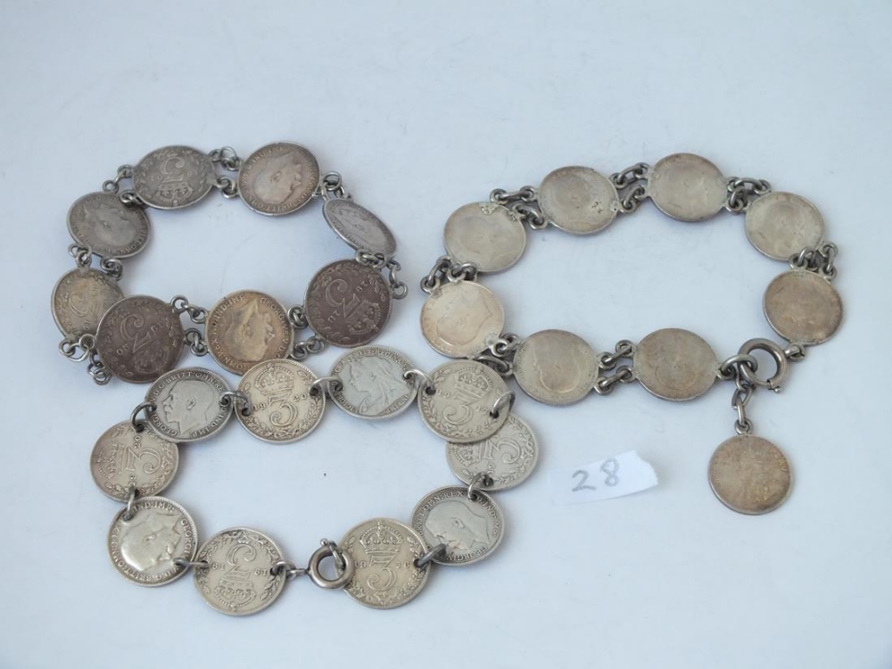 3 silver coin bracelets