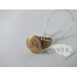 Another 9ct signet ring, size M, 3g