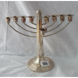 Menorah 9 candle holder on circular base 8.5” high – B’ham 1954