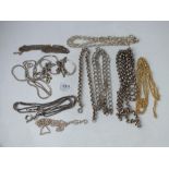 Nine various silver chains, 92g