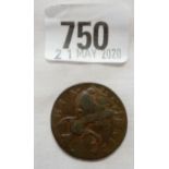 George II hlf penny 1736 better grade