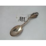 A caddy spoon, the stem decorated with a bird – B’ham 1900 by T.H