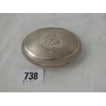 A French oval tobacco box with sprung cover 3 ¼ “ wide