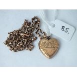 A 9ct heart shaped locket on a 9ct chain, 6g