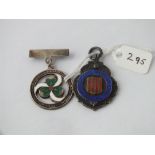 Two silver and enamel medals with Shamrock