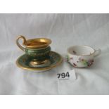 19th century French miniature cup and saucer & another cup