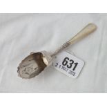 A Victorian caddy spoon with scooped shape bowl, MOP handle - B’ham 1901