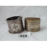 Two heavy napkin rings, one - B’ham 1921, 89g