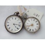 Two silver ladies Victorian fob watches