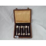 An unusual box set of six coffee spoons engraved with shell motif’s – Sheffield 1967