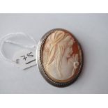 A shell cameo brooch set in silver