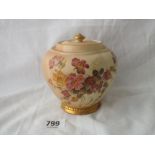 royal Worcester jar and cover painted with wild roses – 5” high