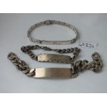 A heavy silver curb link bracelet and two others, 112g