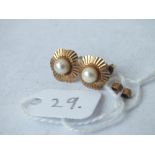A pair of 9ct pearl set earrings