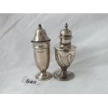 A half fluted pepper caster – Sheffield 1932 and another, 83g