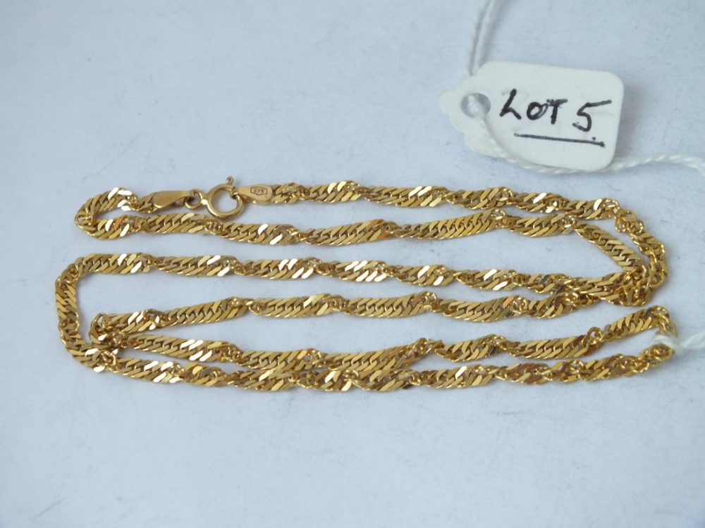 A fancy 9ct rope twist neck chain, 20” long, 6.2g