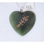 A Nephite New Zealand heart shaped pendant