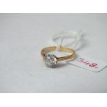 A solitaire ring in 18ct gold – size K - 2.1gms