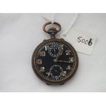 Black face alarm pocket watch in a steel case