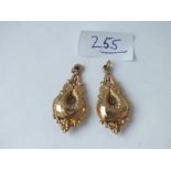 A pair of 9ct gold ear pendants