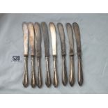 Eight (five +3) silver handled tea knives