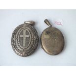 Two 19th century oval metal lockets