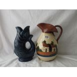 Torquay pottery large jug and a Dartmouth jug