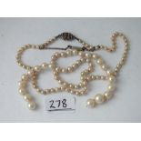 A graduated pearl necklace