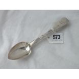 Three Victorian fiddle pattern dessert spoons 1841 by C.B, 120g