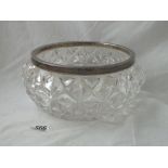 A silver mounted salad bowl with glass body 8 ½ “ Dia. – B’ham 1938