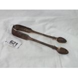 A pair of Georgian fiddle pattern sugar tongs 1836