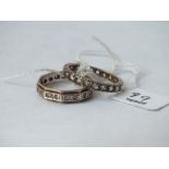 Two 9ct mounted eternity rings, 4.6g, sizes P and O