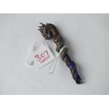 Good quality Chinese silver dragon handle with blue stone? Stem